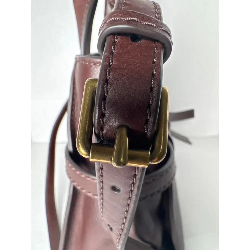 FOSSIL Willow Whiskey Brown Leather Satchel Crossbody Bag #SHB2325